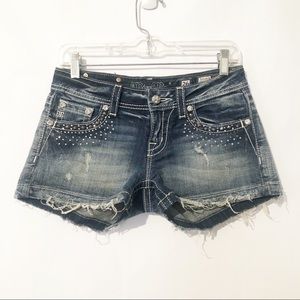 Miss Me Shorts - Miss Me Frayed Distressed Bling Shorts Size 26 Miss Me Shorts - Miss Me Frayed Distressed Bling Shorts Size 26